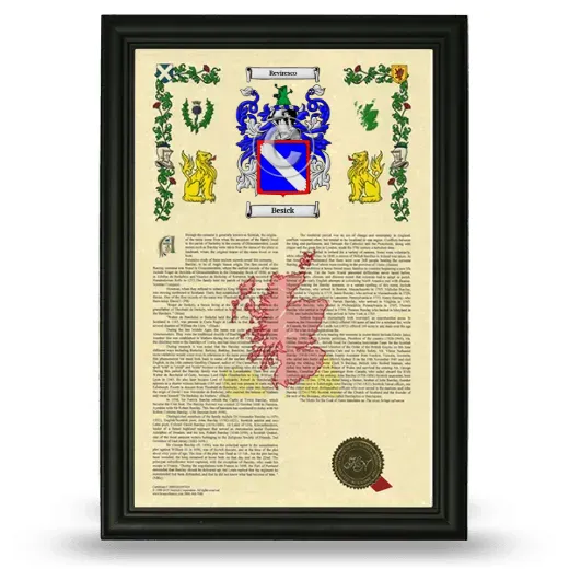 Besick Armorial History Framed - Black