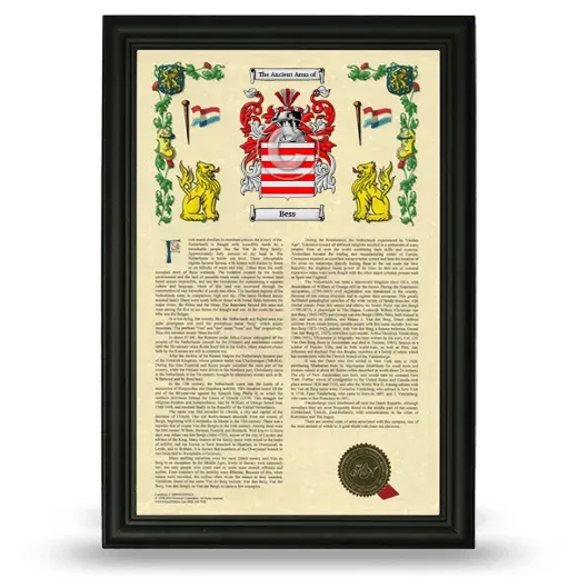 Bess Armorial History Framed - Black