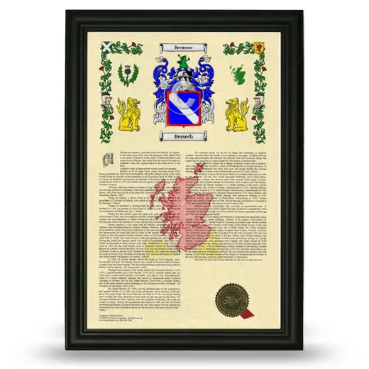 Bessech Armorial History Framed - Black