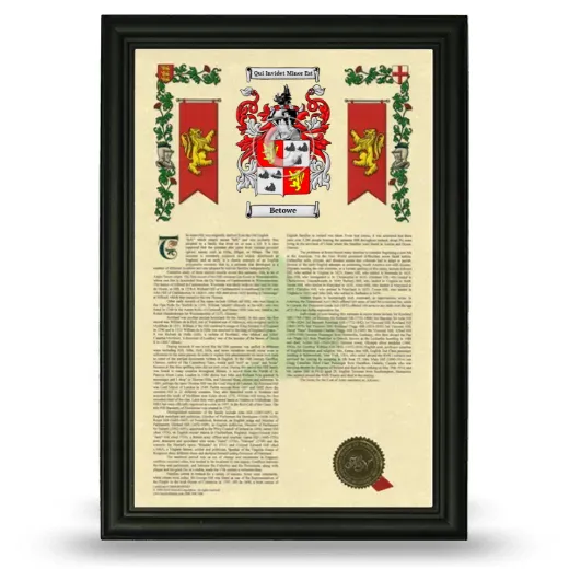 Betowe Armorial History Framed - Black