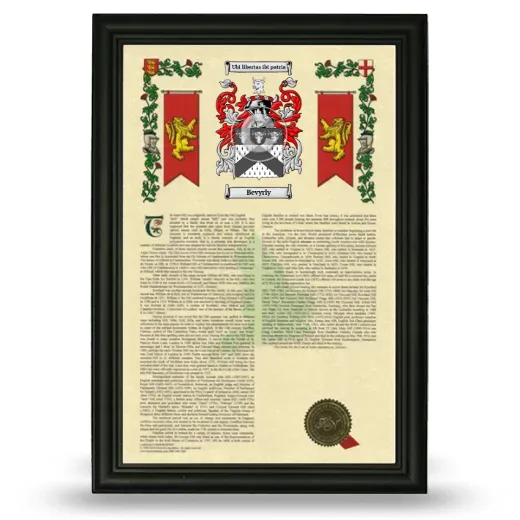 Bevyrly Armorial History Framed - Black