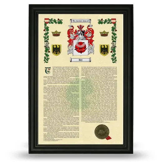 Bey Armorial History Framed - Black