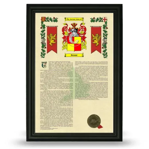 Bezant Armorial History Framed - Black