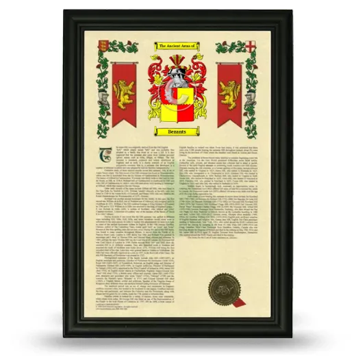 Bezants Armorial History Framed - Black