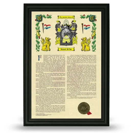 Bezoet'de'bie Armorial History Framed - Black