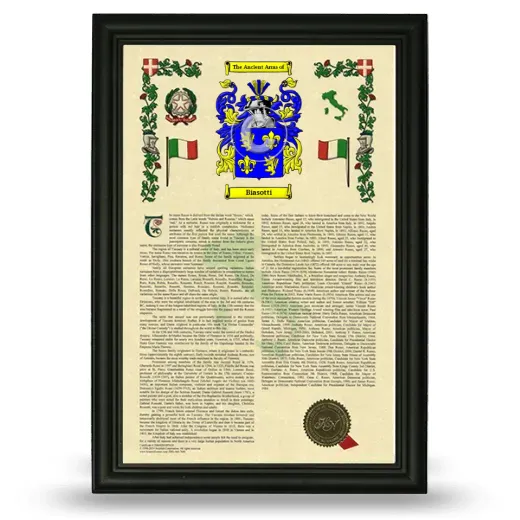 Biasotti Armorial History Framed - Black