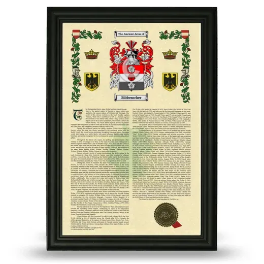 Bibberacher Armorial History Framed - Black
