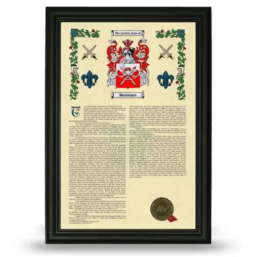 Bienvenue Armorial History Framed - Black