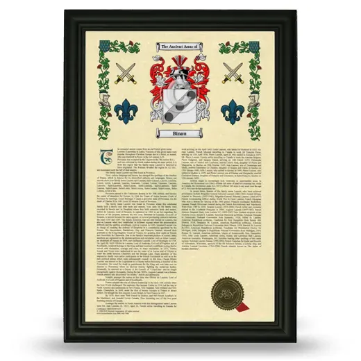 Binau Armorial History Framed - Black
