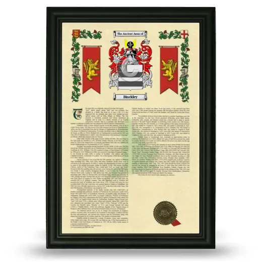 Binckley Armorial History Framed - Black