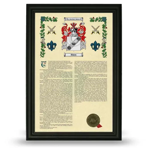 Binon Armorial History Framed - Black