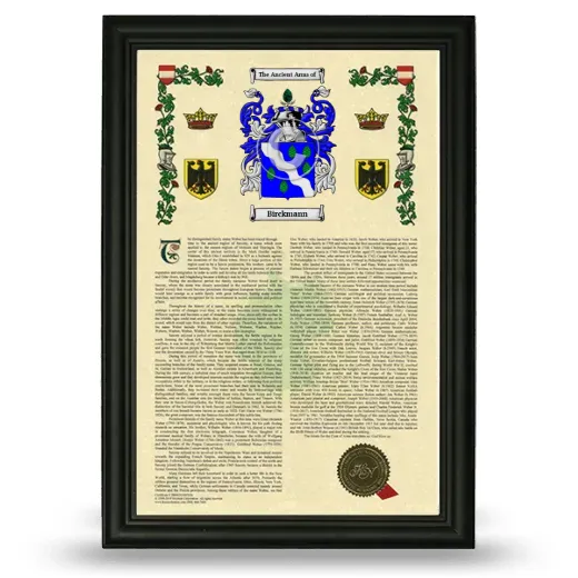 Birckmann Armorial History Framed - Black