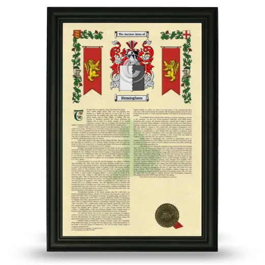 Birmingham Armorial History Framed - Black