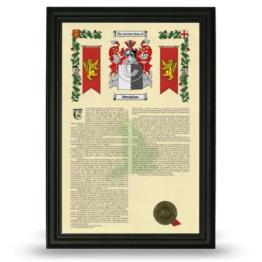 Birnighan Armorial History Framed - Black
