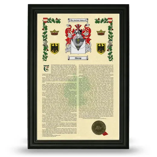 Biscop Armorial History Framed - Black
