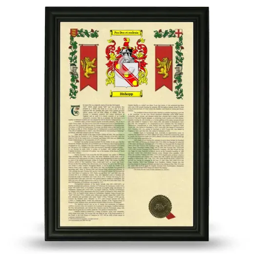 Bishopp Armorial History Framed - Black