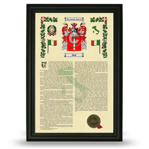 Bisis Armorial History Framed - Black
