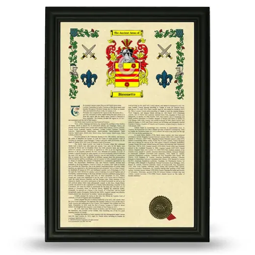 Bissonette Armorial History Framed - Black