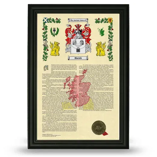 Blacick Armorial History Framed - Black
