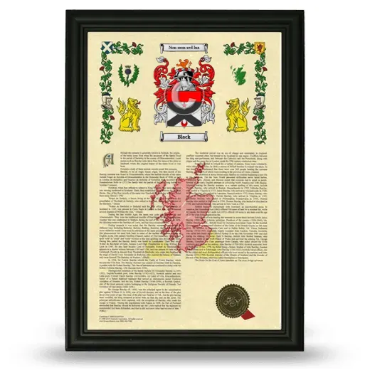 Black Armorial History Framed - Black