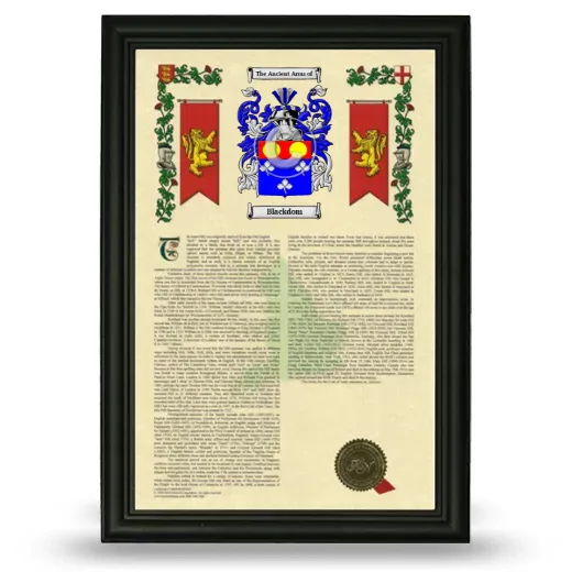 Blackdom Armorial History Framed - Black