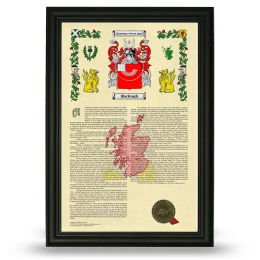 Blackough Armorial History Framed - Black