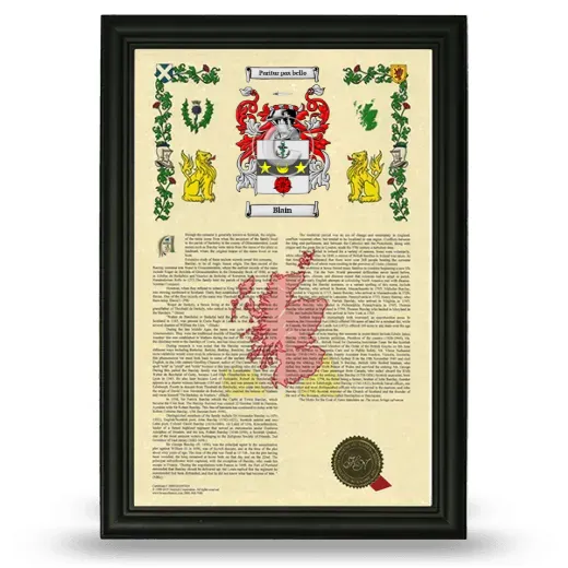 Blain Armorial History Framed - Black