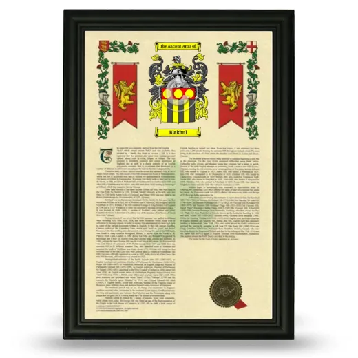 Blakhul Armorial History Framed - Black