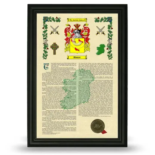 Blamer Armorial History Framed - Black