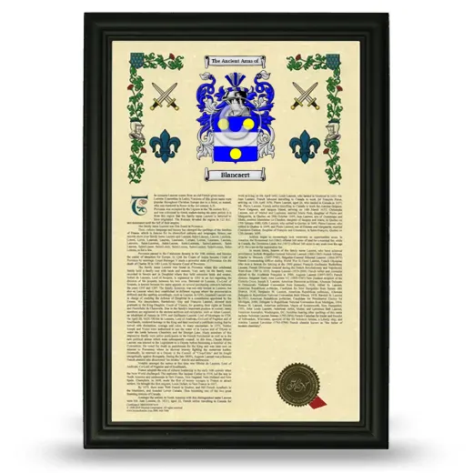 Blancaert Armorial History Framed - Black