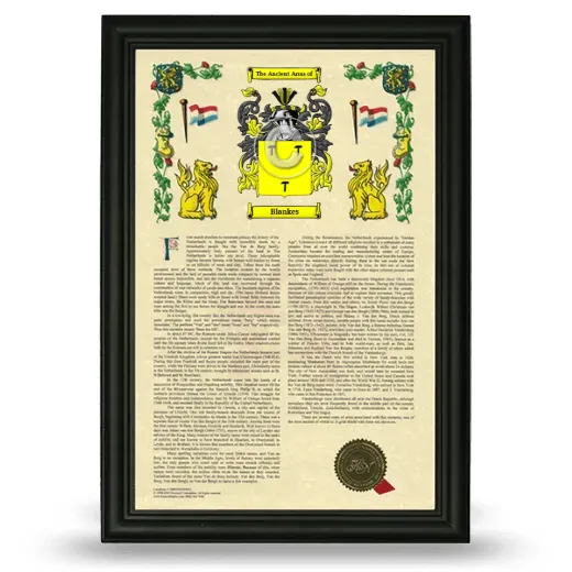 Blankes Armorial History Framed - Black