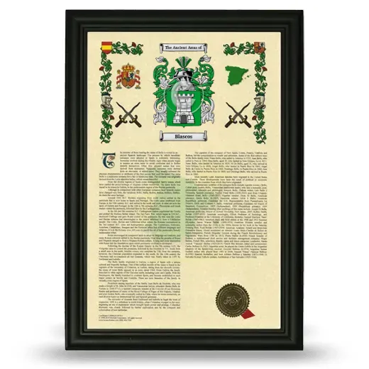 Blascos Armorial History Framed - Black