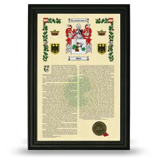 Blate Armorial History Framed - Black