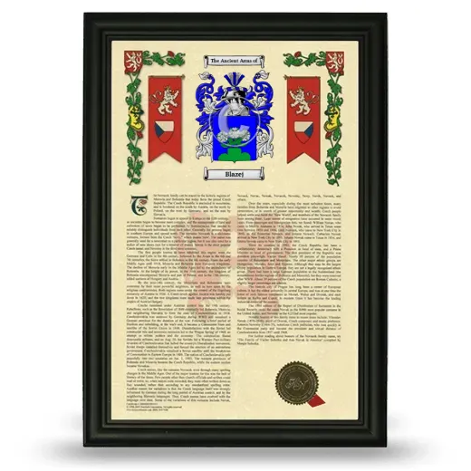 Blazej Armorial History Framed - Black