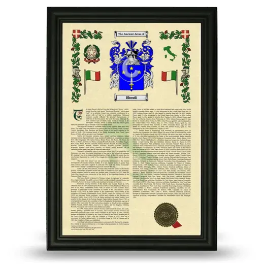 Blondi Armorial History Framed - Black