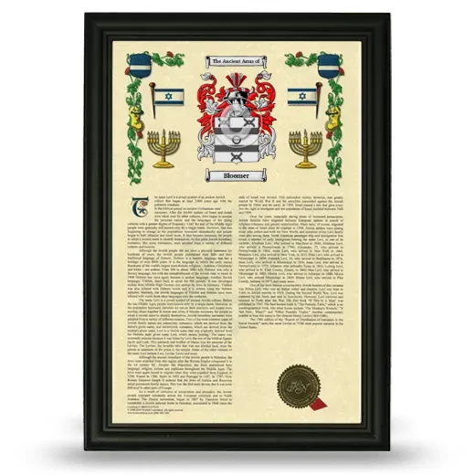 Bloomer Armorial History Framed - Black