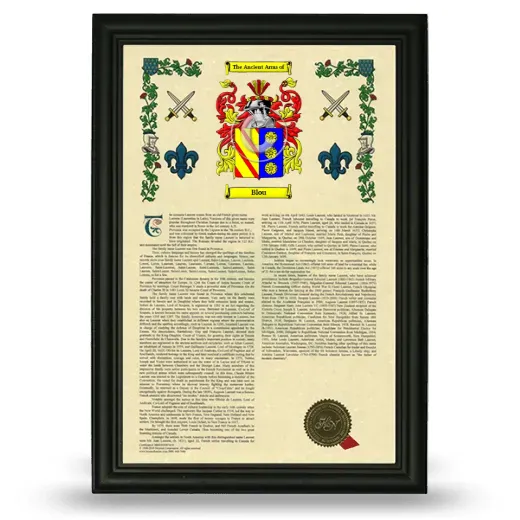 Blou Armorial History Framed - Black