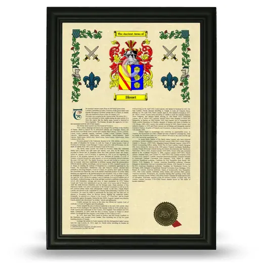 Blouet Armorial History Framed - Black