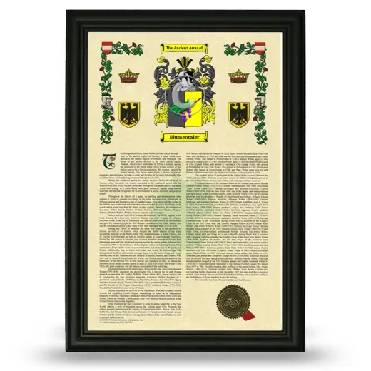 Blumentaler Armorial History Framed - Black