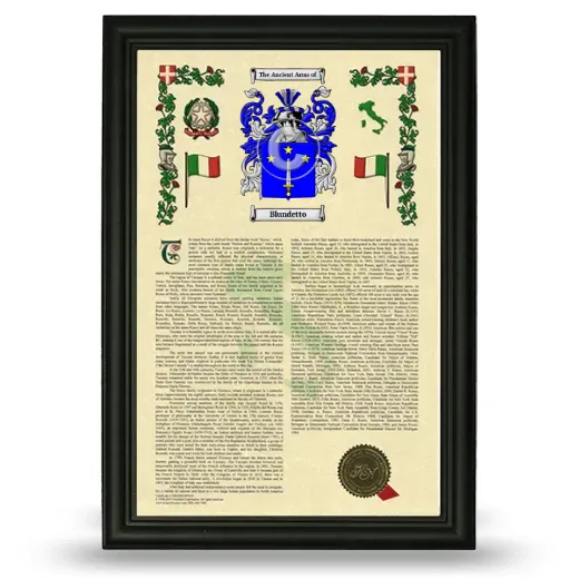 Blundetto Armorial History Framed - Black
