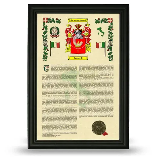 Boccardi Armorial History Framed - Black