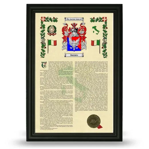 Boccuto Armorial History Framed - Black
