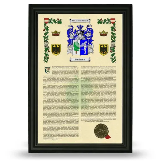 Bochman Armorial History Framed - Black