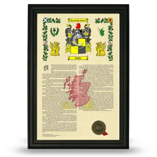 Bodyn Armorial History Framed - Black