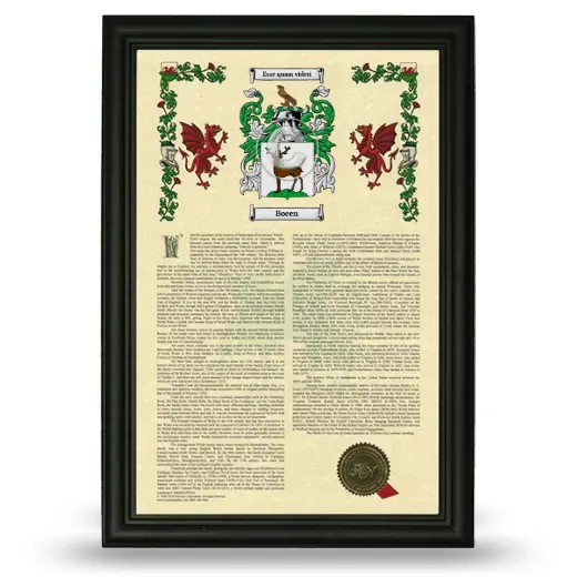 Boeen Armorial History Framed - Black