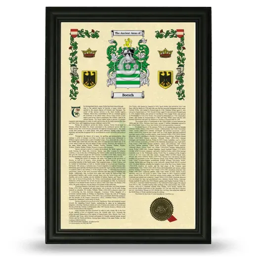 Boesch Armorial History Framed - Black