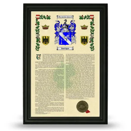Boettiger Armorial History Framed - Black