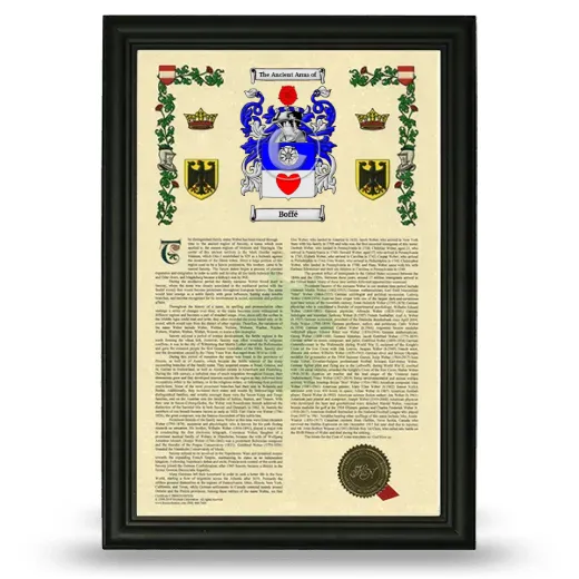 Boffé Armorial History Framed - Black