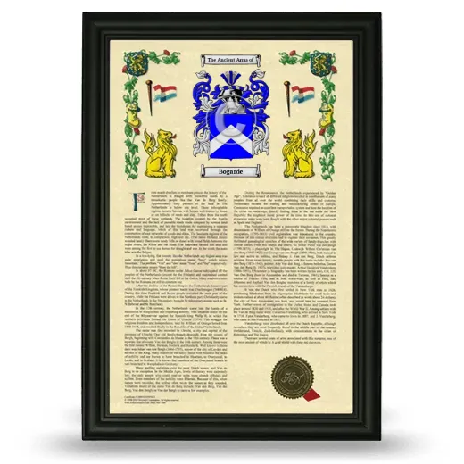 Bogarde Armorial History Framed - Black