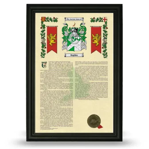 Bogdon Armorial History Framed - Black